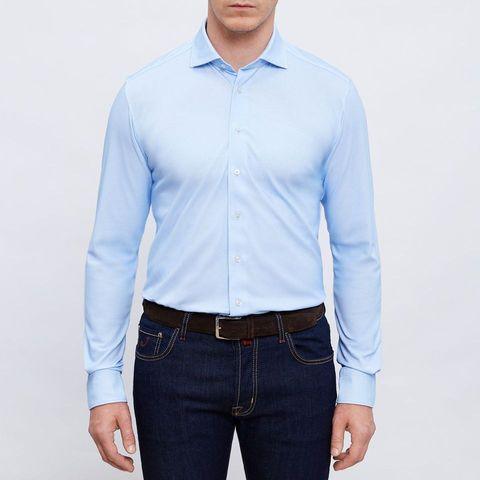 Emanuel Berg - Byron - Chemise manches longues unie Albini 4Flex - Modern Fit - Bleu pâle - LE CAPITAINE D'A BORD