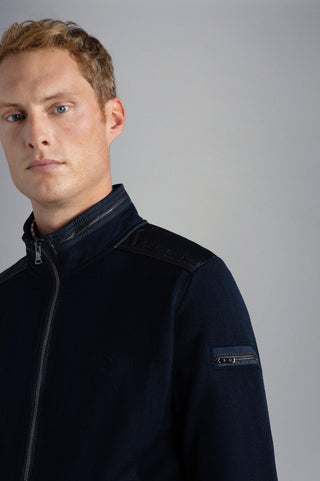 Paul & Shark - Cardigan zip de laine avec nylon aux épaules - LE CAPITAINE D'A BORD