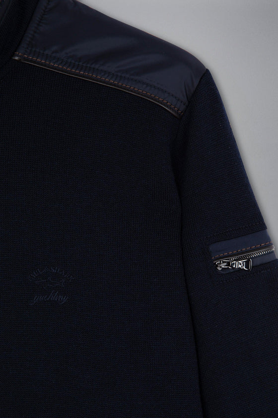 Paul & Shark - Cardigan zip de laine avec nylon aux épaules - LE CAPITAINE D'A BORD