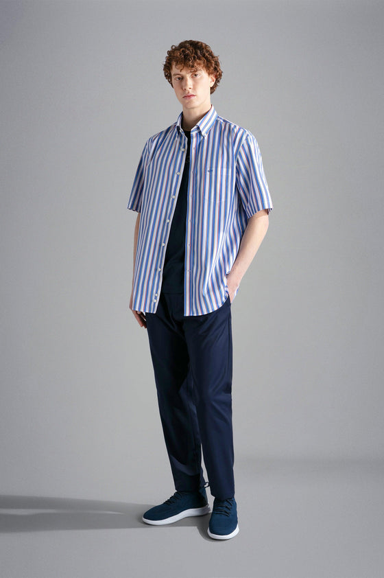 Paul & Shark - Chemise manches courtes rayée de coton - LE CAPITAINE D'A BORD