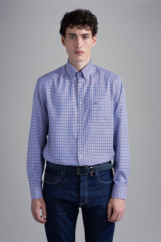 Paul & Shark - Chemise manches longues pied-de-poule coton Silver Collection - LE CAPITAINE D'A BORD