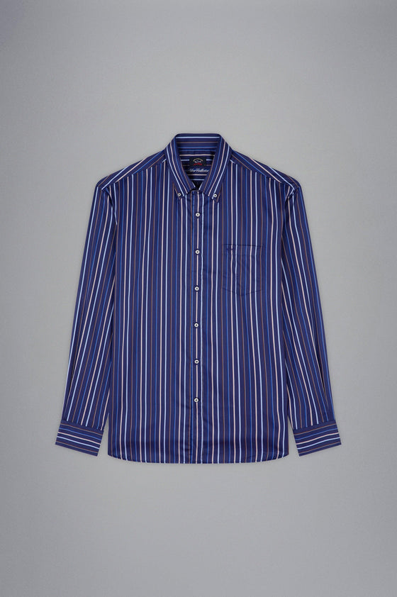 Paul & Shark - Chemise manches longues rayée de coton Silver Collection - LE CAPITAINE D'A BORD