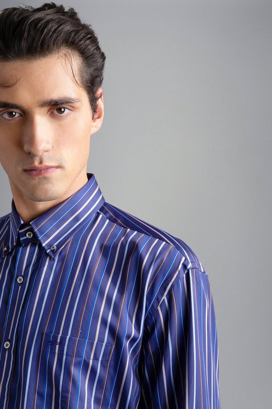 Paul & Shark - Chemise manches longues rayée de coton Silver Collection - LE CAPITAINE D'A BORD