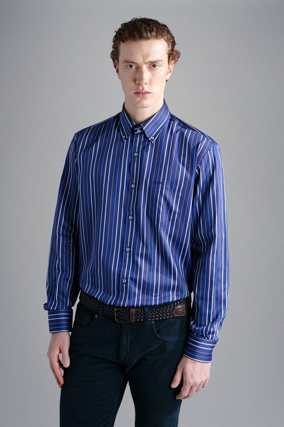Paul & Shark - Chemise manches longues rayée de coton Silver Collection - LE CAPITAINE D'A BORD
