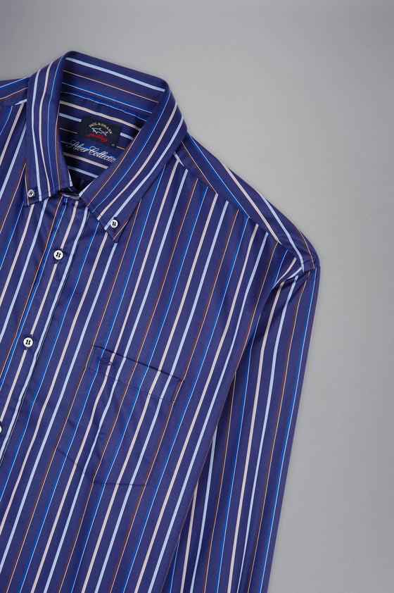 Paul & Shark - Chemise manches longues rayée de coton Silver Collection - LE CAPITAINE D'A BORD