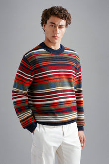  Paul & Shark - Col rond rayé de laine RE-WOOL - LE CAPITAINE D'A BORD