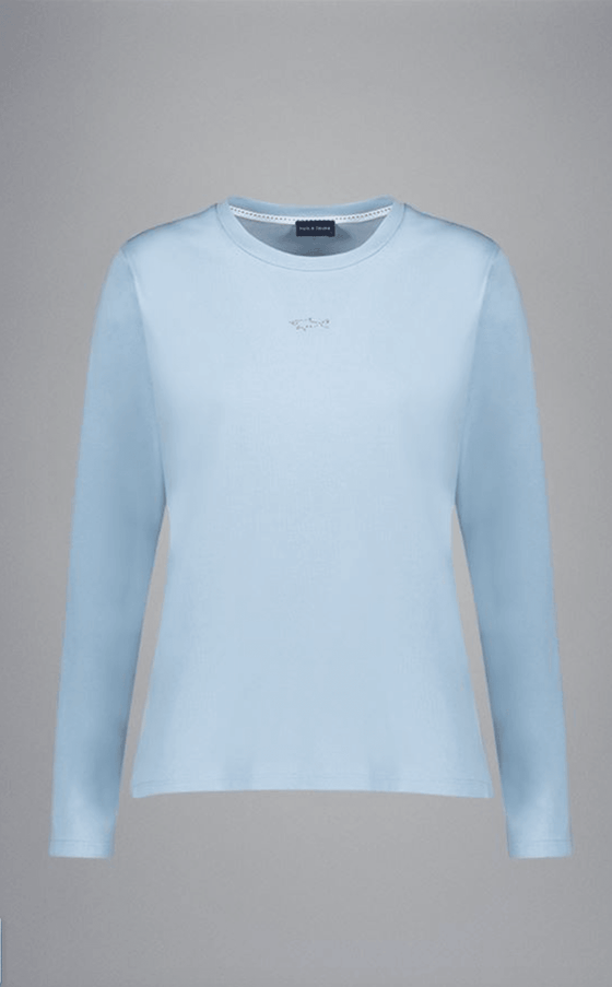 Paul & Shark Ladies - T-shirt manches longues de coton avec requin Swarovski pour femme - LE CAPITAINE D'A BORD