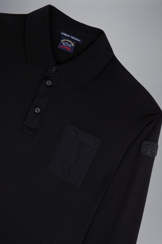 Paul & Shark - Polo manches longues coton Aqua Touch avec poche - LE CAPITAINE D'A BORD