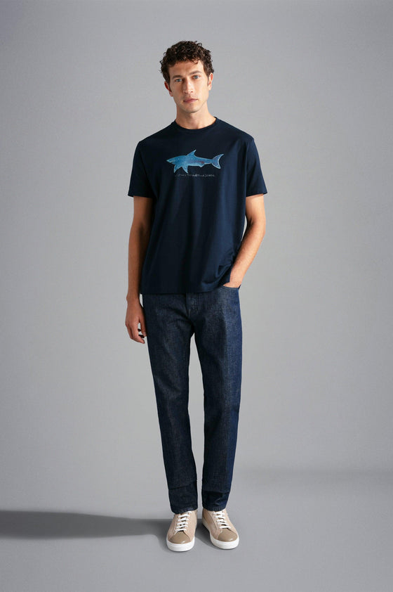 Paul & Shark - T-shirt manches courtes de coton Constellation Shark "par Bixio" - LE CAPITAINE D'A BORD