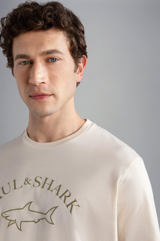 Paul & Shark - T-shirt manches courtes de coton logo doré - LE CAPITAINE D'A BORD