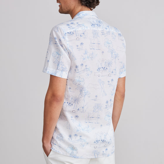 Emanuel Berg - Chemise manches courtes de coton et lin imprimée