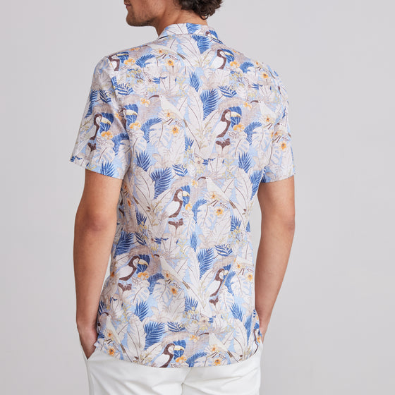 Emanuel Berg - Chemise manches courtes de coton et lin imprimée