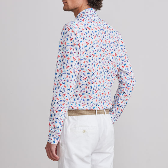 Emanuel Berg - Chemise manches longues coton seersucker imprimée