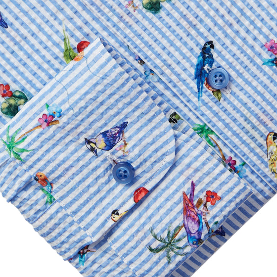 Emanuel Berg - Chemise manches longues coton seersucker imprimée