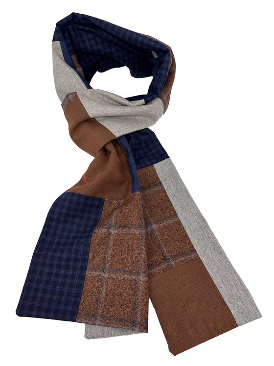 Swell Fellow - Foulard Patchwork - Bleu/Rouille - LE CAPITAINE D'A BORD