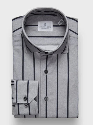 Emanuel Berg - Byron - Chemise manches longues à rayures Albini 4Flex - Modern Fit - Gris
