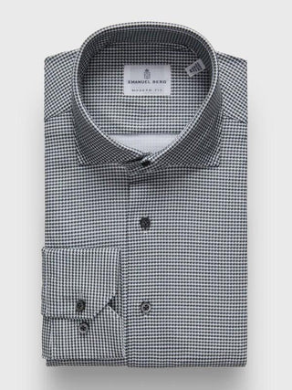 Emanuel Berg - Byron - Chemise manches longues vichy Albini 4Flex - Modern Fit - Gris
