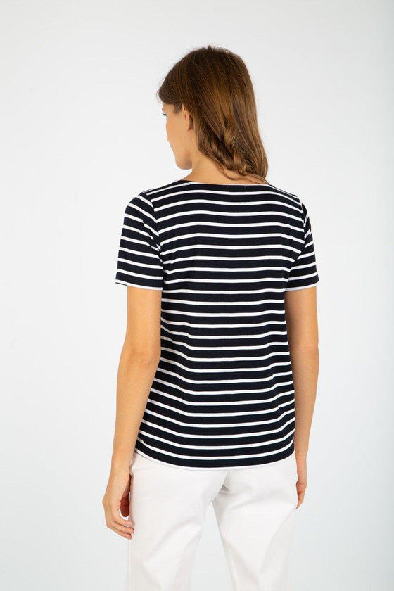 Armor-Lux - Hoëdic - Marinière coton léger manches courtes pour femme - LE CAPITAINE D'A BORD
