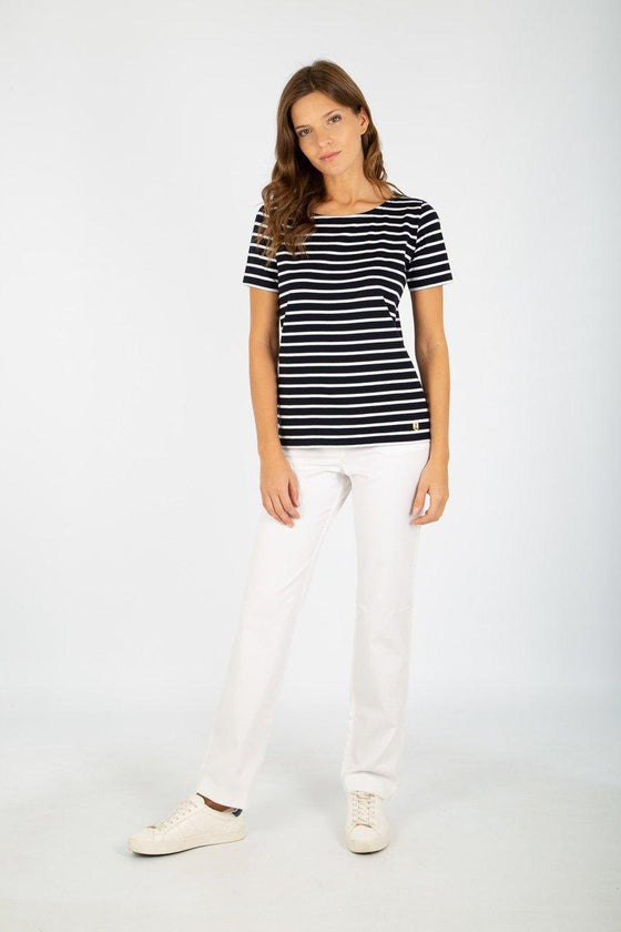 Armor-Lux - Hoëdic - Marinière coton léger manches courtes pour femme - LE CAPITAINE D'A BORD