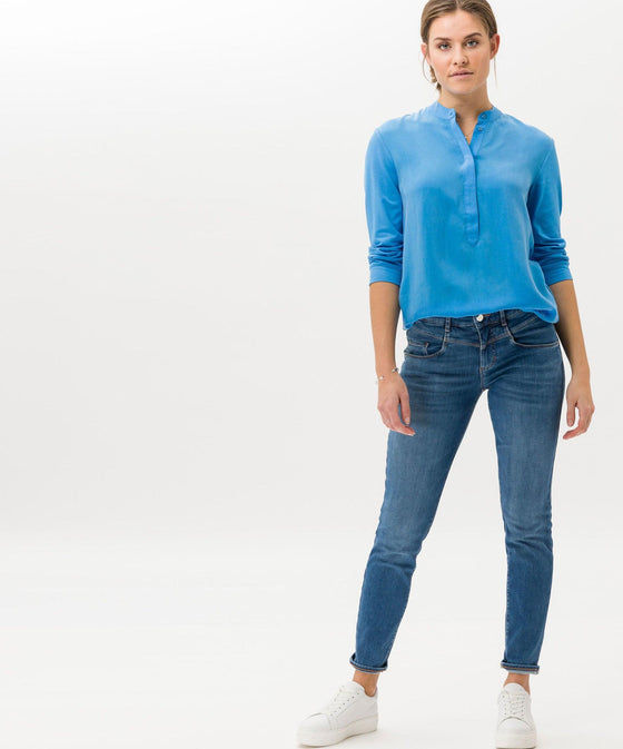BRAX - Clarissa - Blouse de viscose à col mao - LE CAPITAINE D'A BORD