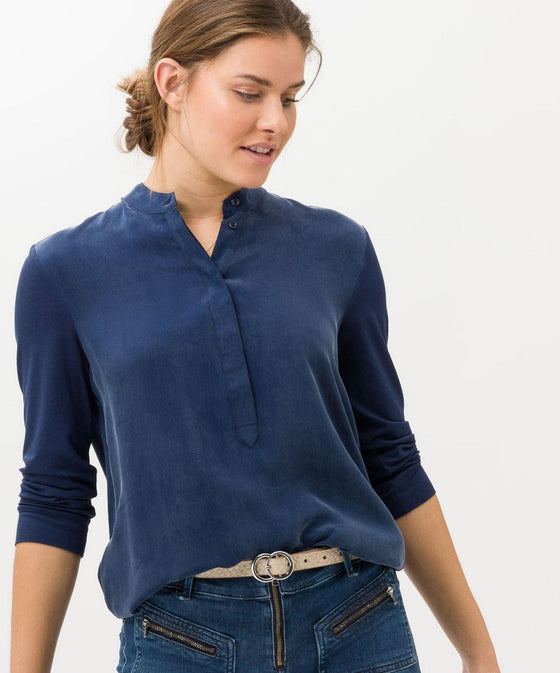 BRAX - Clarissa - Blouse de viscose à col mao - LE CAPITAINE D'A BORD