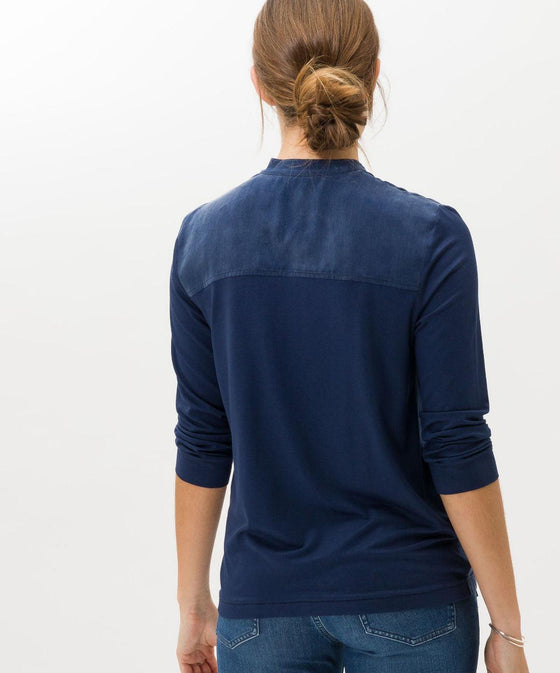 BRAX - Clarissa - Blouse de viscose à col mao - LE CAPITAINE D'A BORD