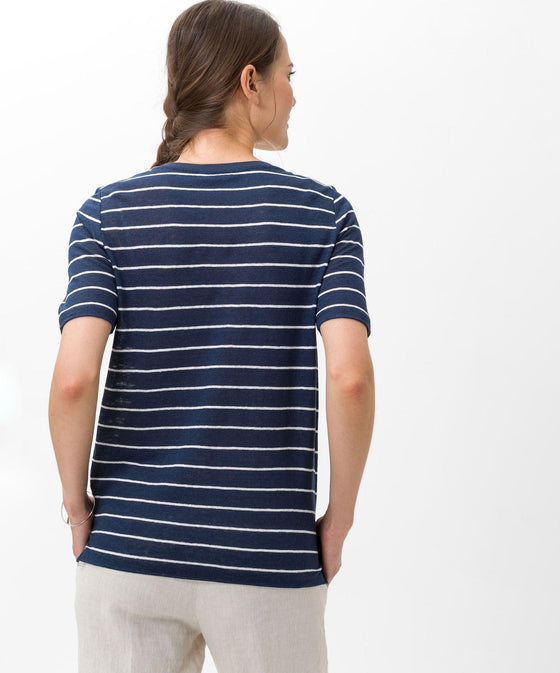 BRAX - Colletta - T-shirt rayé de lin - LE CAPITAINE D'A BORD