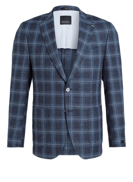 Digel - Edward - Veston à carreaux Soft Linen - Bleu - LE CAPITAINE D'A BORD