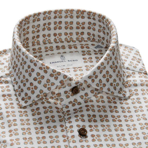 Emanuel Berg - Byron - Chemise manches longues florale Albini 4Flex - Modern Fit - Beige - LE CAPITAINE D'A BORD