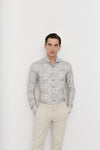 Emanuel Berg - Byron - Chemise manches longues paisley Albini 4Flex - Modern Fit - Beige - LE CAPITAINE D'A BORD