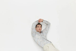 Emanuel Berg - Byron - Chemise manches longues paisley Albini 4Flex - Modern Fit - Beige - LE CAPITAINE D'A BORD