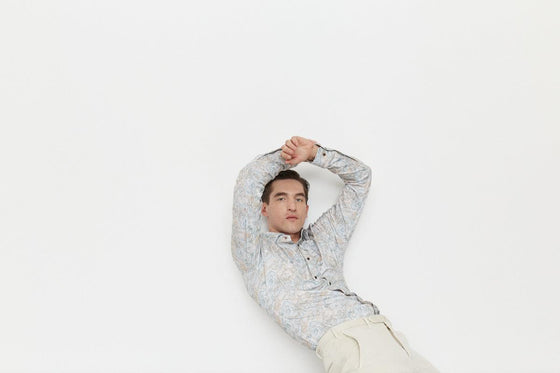 Emanuel Berg - Byron - Chemise manches longues paisley Albini 4Flex - Modern Fit - Beige - LE CAPITAINE D'A BORD