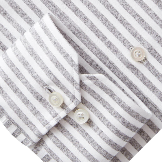 Emanuel Berg - Byron - Chemise rayée manches longues Albini 4Flex - Modern Fit - Gris - LE CAPITAINE D'A BORD