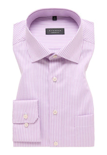  ETERNA - Chemise manches longues rayé Modern Fit - Framboise/Blanc - LE CAPITAINE D'A BORD
