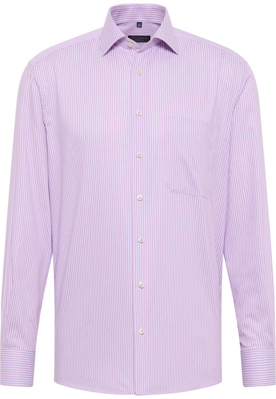 ETERNA - Chemise manches longues rayé Modern Fit - Framboise/Blanc - LE CAPITAINE D'A BORD
