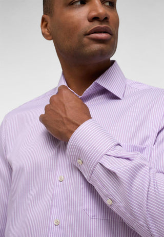 ETERNA - Chemise manches longues rayé Modern Fit - Framboise/Blanc - LE CAPITAINE D'A BORD