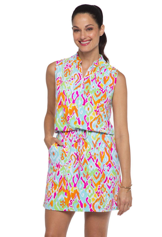 Ibkül - Tillie Print Sleeveless Zip Mock Neck Dress - 58857 - LE CAPITAINE D'A BORD
