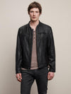 John Varvatos - Jacket de cuir à col rond - LE CAPITAINE D'A BORD