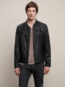  John Varvatos - Jacket de cuir à col rond - LE CAPITAINE D'A BORD
