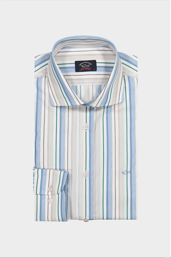 Paul & Shark - Chemise manches longues rayée twill de coton - J Fit - LE CAPITAINE D'A BORD
