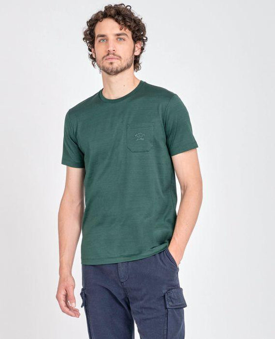 Paul & Shark - T-shirt uni coton mercerisé avec poche - LE CAPITAINE D'A BORD