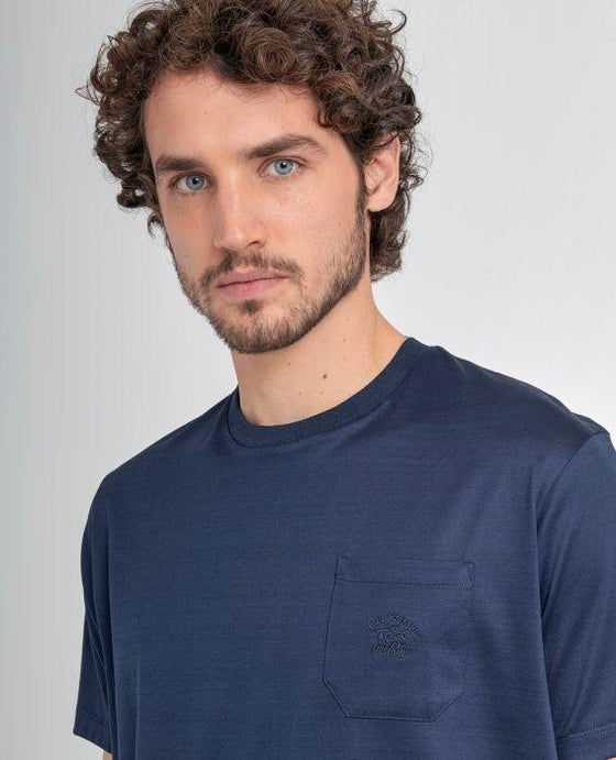 Paul & Shark - T-shirt uni coton mercerisé avec poche - LE CAPITAINE D'A BORD