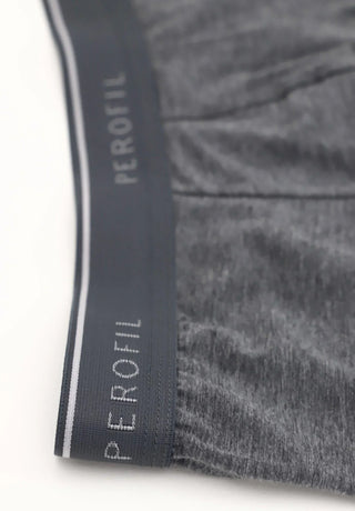 Close-up of grey Perofil men's boxer waistband with logo and soft fabric texture